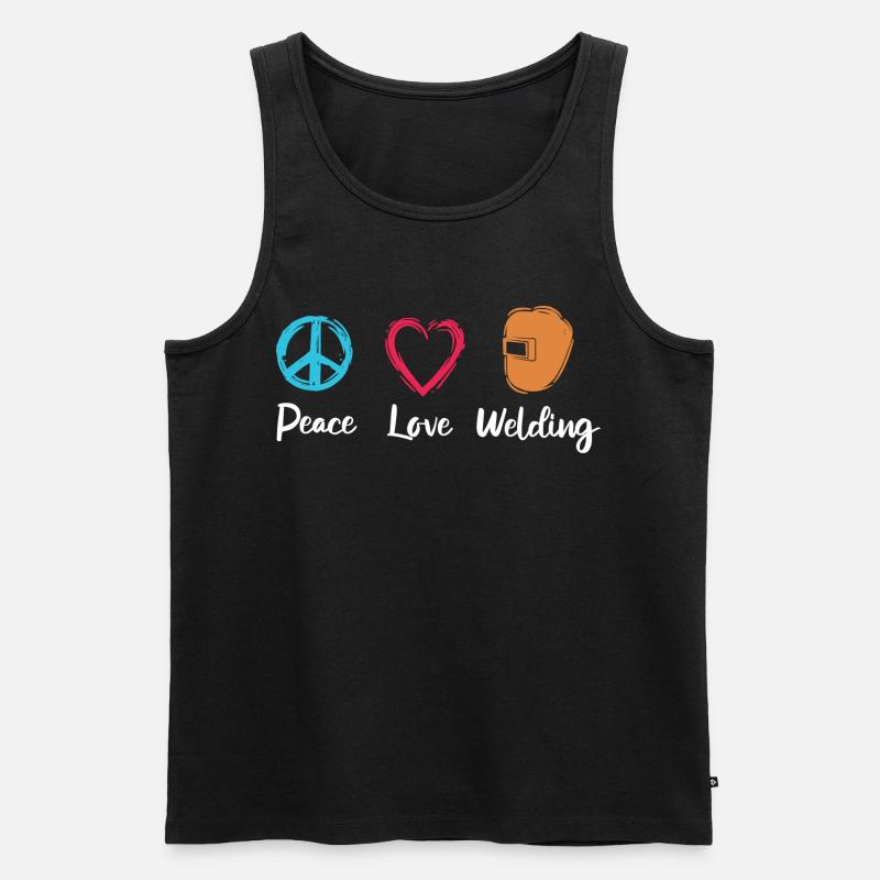 Peace Love Welding - Männer Premium Bio Tank Top - Schwarz