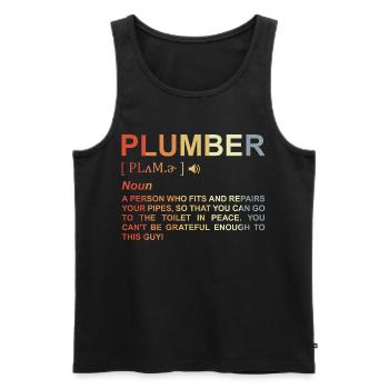 Terme de plombier - Débardeur bio Premium Homme - noir - Devant - AI Model Male 178 light (178cm)