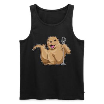 Seehund Sänger Mikrofon Singen - Männer Premium Bio Tank Top - Schwarz - Vorne - Michal (187cm)