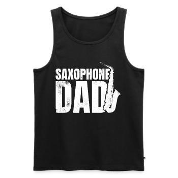 Père saxophoniste - Débardeur bio Premium Homme - noir - Devant - AI Model Male 178 light (178cm)