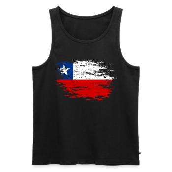 Chile flag used - Men's Premium Organic Tank Top - black - Front - AI Model Male 178 light (178cm)