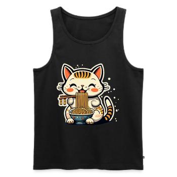 Ramen Cat - Männer Premium Bio Tank Top - Schwarz - Vorne - Michal (187cm)