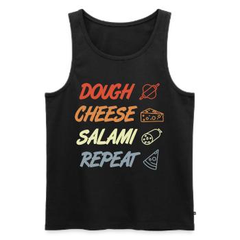 Funny Pizza Saying - Men's Premium Organic Tank Top - black - Front - AI Model Male 178 light (178cm)