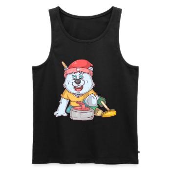 Curling Polar Bear - Men's Premium Organic Tank Top - black - Front - AI Model Male 178 light (178cm)