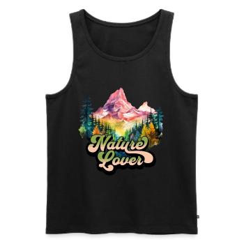 Natur Abenteuer Wildnis Berge Wald Bäume Bunt - Männer Premium Bio Tank Top - Schwarz - Vorne - Michal (187cm)