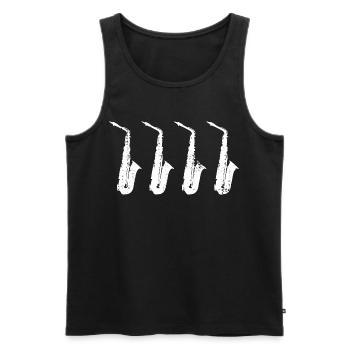 Modèles de saxophones rétro - Débardeur bio Premium Homme - noir - Devant - AI Model Male 178 light (178cm)