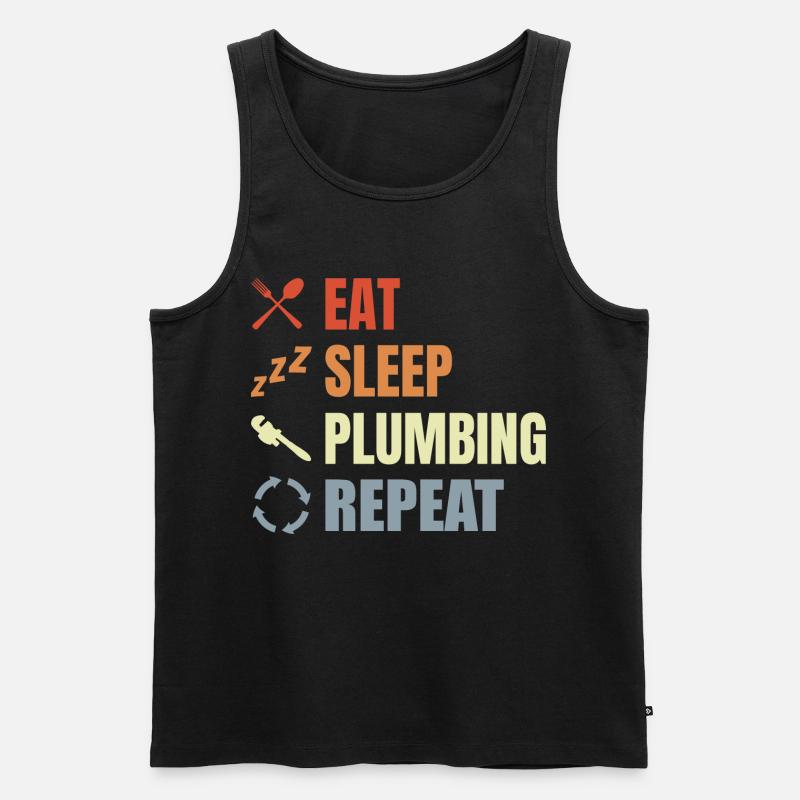 Eat Sleep Plumbing Repeat - Männer Premium Bio Tank Top - Schwarz