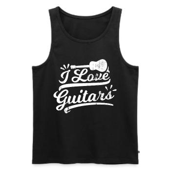 J’aime les guitares - Débardeur bio Premium Homme - noir - Devant - Michal (187cm)