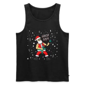 Père Noël jouant de la guitare. Noël Heavy Metal - Débardeur bio Premium Homme - noir - Devant - Michal (187cm)