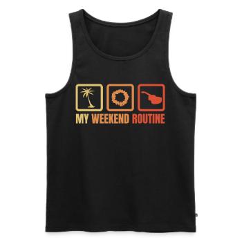 My Weekend Routine - Men's Premium Organic Tank Top - black - Front - AI Model Male 178 light (178cm)