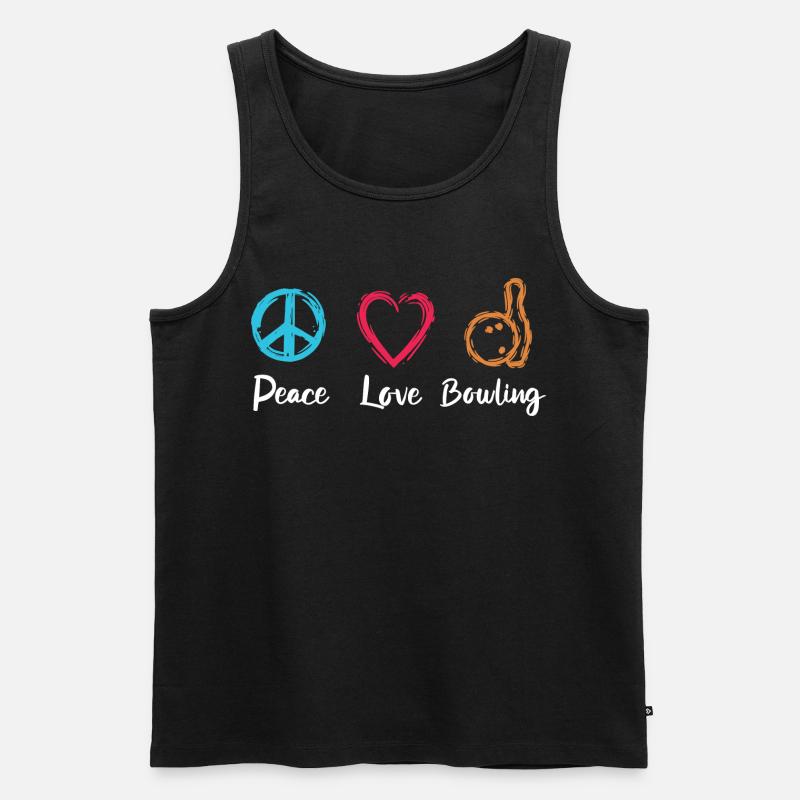 Frieden Liebe Bowling - Männer Premium Bio Tank Top - Schwarz