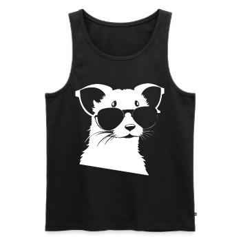 Frettchen mit Sonnenbrille Coole Frettchen - Männer Premium Bio Tank Top - Schwarz - Vorne - Michal (187cm)