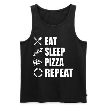 Manger Dormir Pizza Répéter - Débardeur bio Premium Homme - noir - Devant - Michal (187cm)