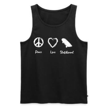 Peace Love Skateboard - Männer Premium Bio Tank Top - Schwarz - Vorne - Michal (187cm)