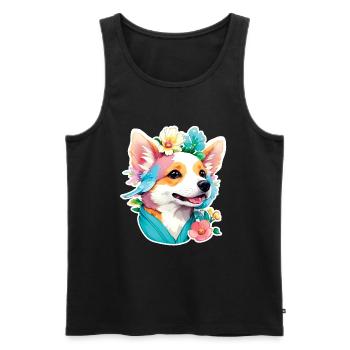 Corgi - Débardeur bio Premium Homme - noir - Devant - Michal (187cm)