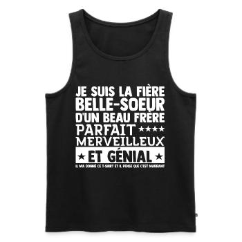 Cadeau Belle Soeur Beau Frère Humour Drôle Noël - Débardeur bio Premium Homme - noir - Devant - Michal (187cm)