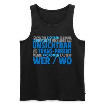 Unsichtbar Transparent Wer Wo | Farben änderbar - Männer Premium Bio Tank Top - Schwarz - Vorne - Michal (187cm)