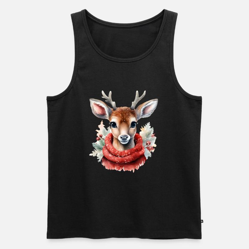 Reh Deer Christmas - Männer Premium Bio Tank Top - Schwarz