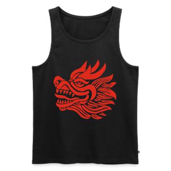 Tête de dragon chinois (rouge) - Débardeur bio Premium Homme - noir - Devant - Michal (187cm)