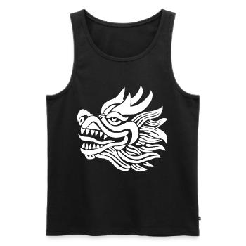 Tête de dragon chinois (blanc) - Débardeur bio Premium Homme - noir - Devant - Michal (187cm)