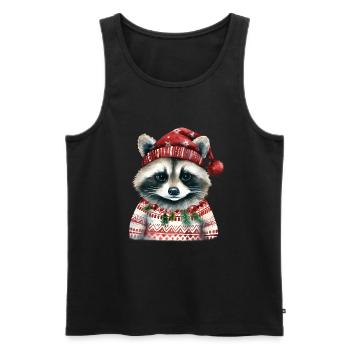 Mr. Raccoon in Norwegian sweater - Men's Premium Organic Tank Top - black - Front - AI Model Male 178 light (178cm)
