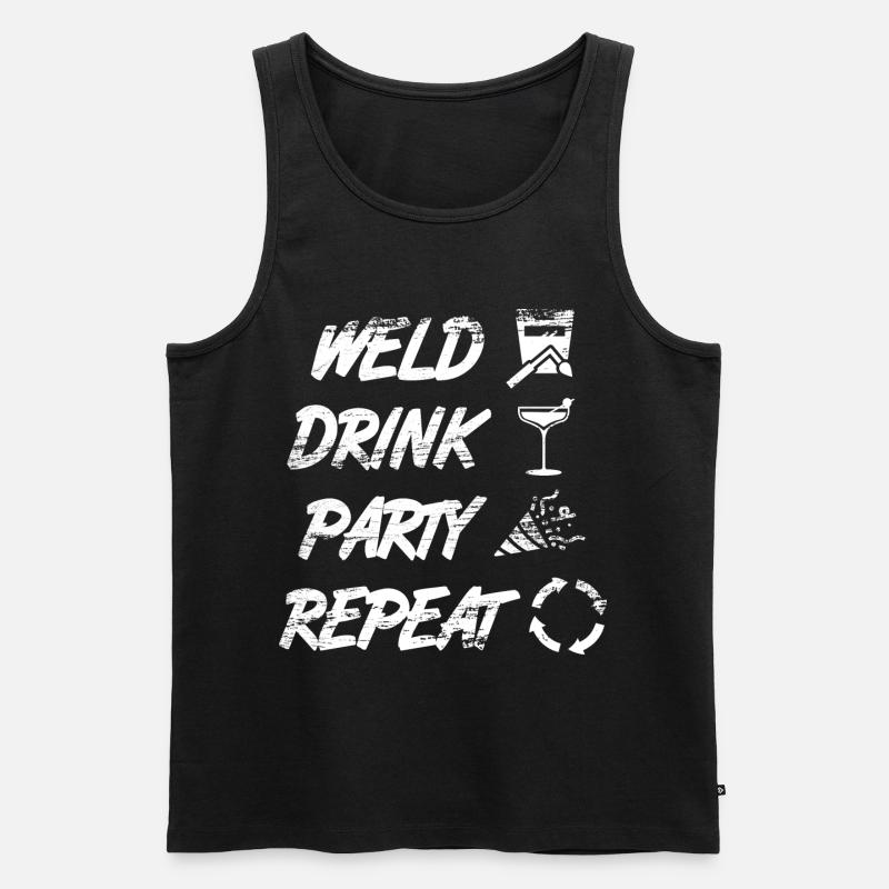 welding, drinking, celebrating, repeating - Men's Premium Organic Tank Top - black