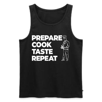 Prepare, Cook, Taste - Men's Premium Organic Tank Top - black - Front - AI Model Male 178 light (178cm)