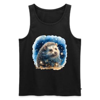 Aquarell Igel mit Sternenhimmel - Männer Premium Bio Tank Top - Schwarz - Vorne - AI Model Male 178 light (178cm)