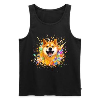 Doge coin color Splash dog - Men's Premium Organic Tank Top - black - Front - AI Model Male 178 light (178cm)