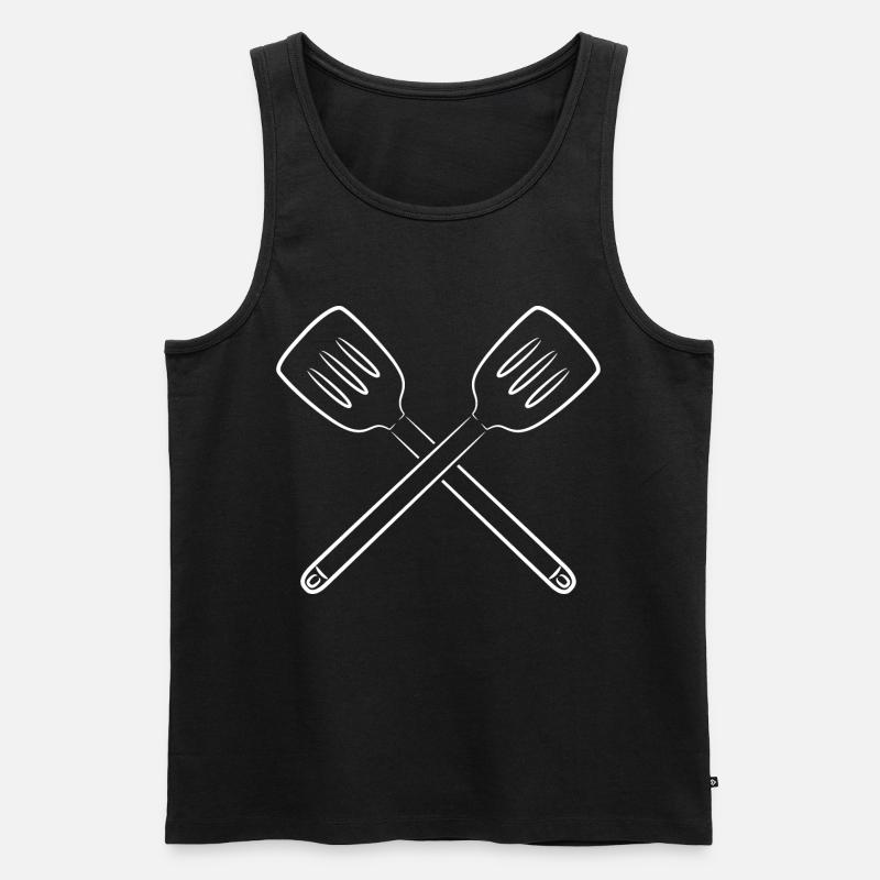 Skizze Schlitzlöffel - Männer Premium Bio Tank Top - Schwarz