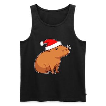 Capybara Weihnachten - Männer Premium Bio Tank Top - Schwarz - Vorne - Michal (187cm)