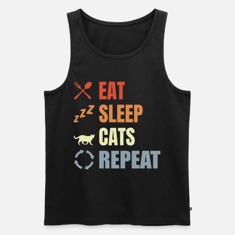 Eat Sleep Cats Repeat - Männer Premium Bio Tank Top - Schwarz