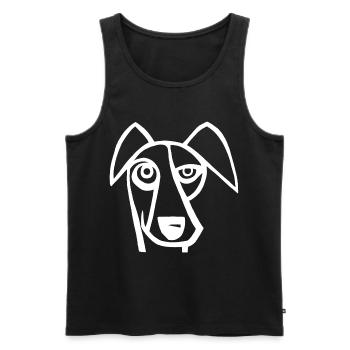 Lustiger weißer Hund - Männer Premium Bio Tank Top - Schwarz - Vorne - Michal (187cm)