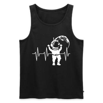 Heartbeat Astronaut Comic Pulse Space ECG Symbol - Men's Premium Organic Tank Top - black - Front - Michal (187cm)