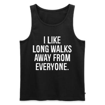I like long walks away from everyone funny shirt - Débardeur bio Premium Homme - noir - Devant - Michal (187cm)
