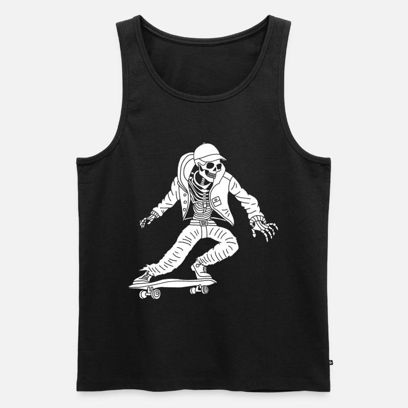 Weißes Skelett auf Skateboard - Männer Premium Bio Tank Top - Schwarz