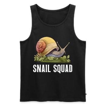 Snail Squad – Schneckenliebe & Gartenhumor - Männer Premium Bio Tank Top - Schwarz - Vorne - AI Model Male 178 light (178cm)