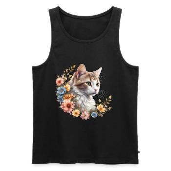 Blütenpracht Samtpfote - Männer Premium Bio Tank Top - Schwarz - Vorne - Michal (187cm)