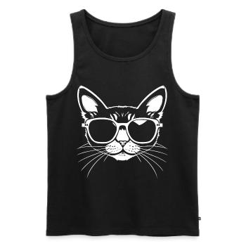 Drôle de chat avec des lunettes de soleil Chaton Sunglas Cats - Débardeur bio Premium Homme - noir - Devant - Michal (187cm)