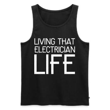 Living that electrician life funny - Débardeur bio Premium Homme - noir - Devant - Michal (187cm)