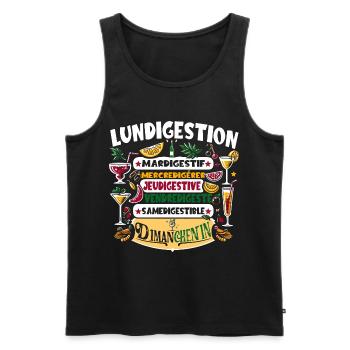 Lundigestion Jeu De Mots Semaine Vin Chenin - Débardeur bio Premium Homme - noir - Devant - AI Model Male 178 light (178cm)