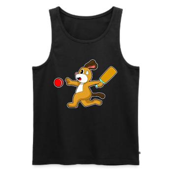 Chien Cricket Cricket Batte - Débardeur bio Premium Homme - noir - Devant - Michal (187cm)