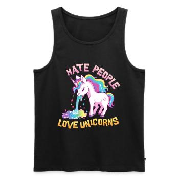 Ich Hasse Menschen Einhorn Kotzt Regenbogen Lustig - Männer Premium Bio Tank Top - Schwarz - Vorne - AI Model Male 178 light (178cm)
