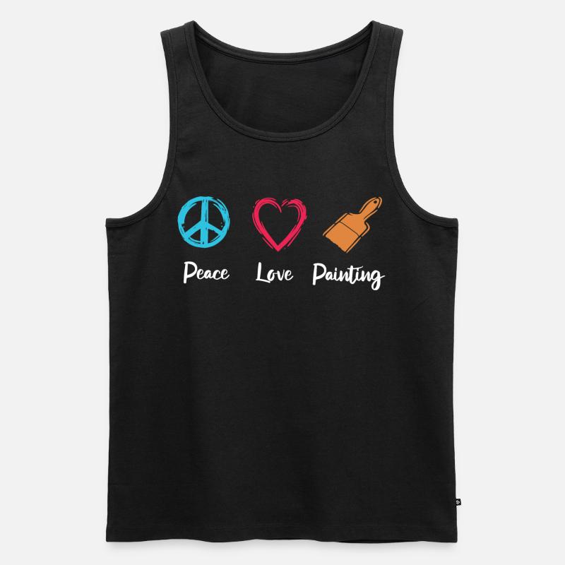 Frieden Liebe Malen - Männer Premium Bio Tank Top - Schwarz
