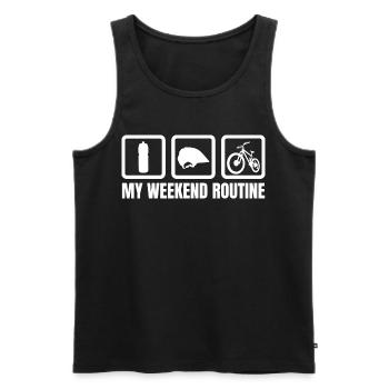 Mountain Bike Weekend Routine - Men's Premium Organic Tank Top - black - Front - AI Model Male 178 light (178cm)