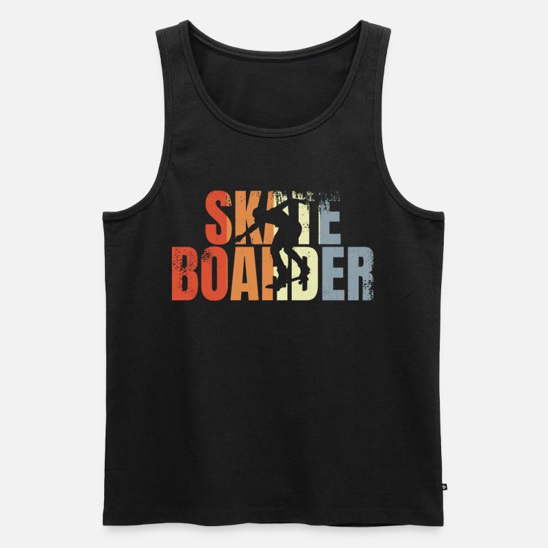 Retro Skateboarder - Männer Premium Bio Tank Top - Schwarz