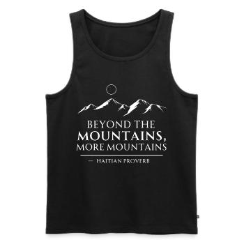 Citation de motivation Montagnes - Débardeur bio Premium Homme - noir - Devant - AI Model Male 178 light (178cm)