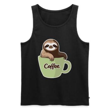 Faultier in einer Kaffeetasse - Männer Premium Bio Tank Top - Schwarz - Vorne - Michal (187cm)