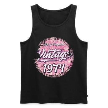 Vintage 1974 Pink Retro Design - Men's Premium Organic Tank Top - black - Front - AI Model Male 178 light (178cm)