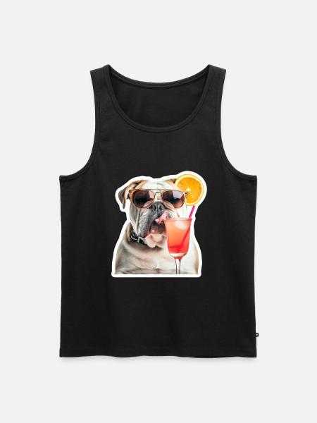 funny bulldog with cocktail - Men's Premium Organic Tank Top - black
